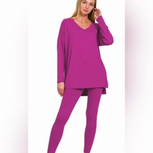 Zenana Plum 2pc Lounge Set